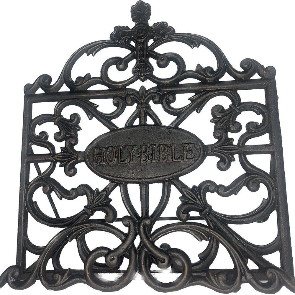 Vintage  Cast Iron Holy Bible Stand